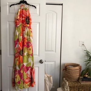 Bright halter maxi dress